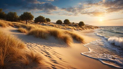 Beautiful landscape. Dunes in sunset light.