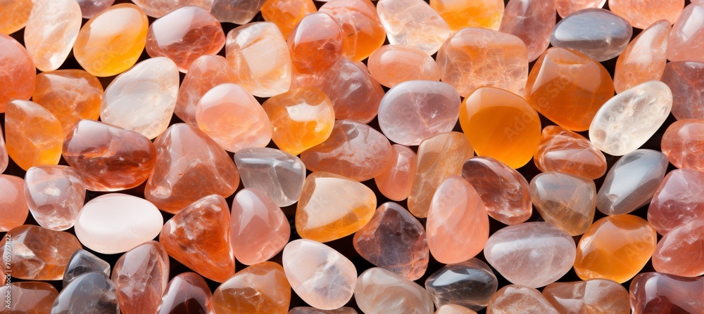 Aufkleber gorgeous shimmering gem crystal close up pattern texture in soft peach fuzz color tones