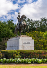 Statue of Major General Andrew Jackson in Jackson park in the french quarter of New Orleans in...