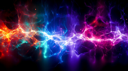 Obraz premium Dynamic Neon Smoke Waves in Vivid Colors created with Generative AI technology