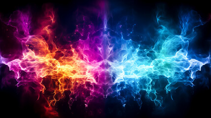 Dynamic Neon Smoke Waves in Vivid Colors created with Generative AI technology