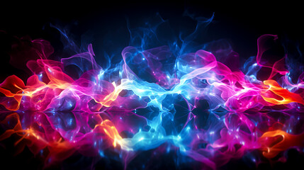 Dynamic Neon Smoke Waves in Vivid Colors created with Generative AI technology