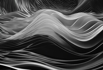 Abstract geometric black and white waves background Dark monochrome line pattern background