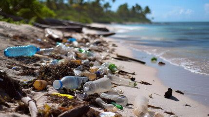 Plastic Pollution on Tropical Beach Environment