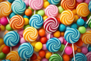 Fototapeta na wymiar Colorful rainbow lollipops background