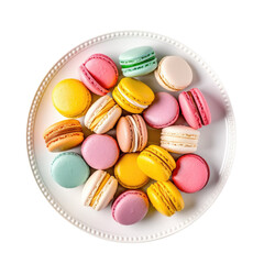 Delicious Plate of Macarons Isolated on a Transparent Background 