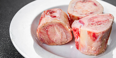 raw bone food fresh bone marrow healthy eating cooking appetizer meal food snack on the table copy space food background rustic top view