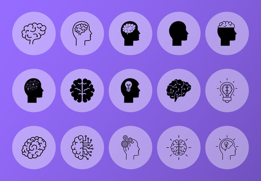 Profile Brain Line Icon Set