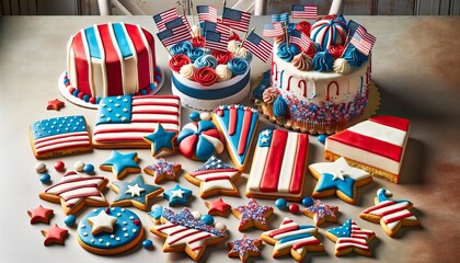 Patriotic Desserts Celebrating US Elections 2024 with American Flag Theme