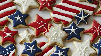 Patriotic Star-Shaped Cookies Decorated for US 2024 Election Celebrations