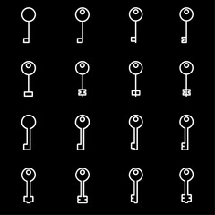 Set 1 of line icons representing key. Vector Illustration