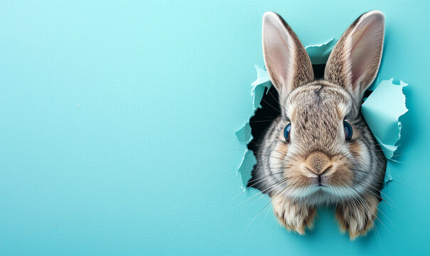 Start f&uuml;r das Osterfest, Hase kommt durch die Wand