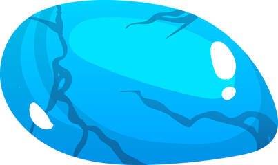 Blue water drop with light reflections and ripples. Pure liquid, hydration concept vector illustration.