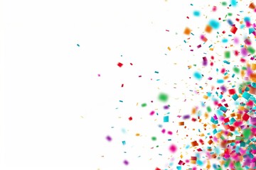 Colorful falling confetti on white background