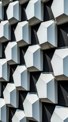 Textured geometric pattern with hexagons in black and white, modern architectural detail.