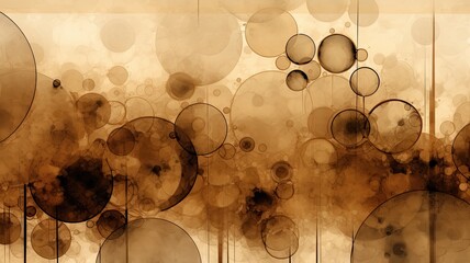 Generative AI, Abstract background in warm brown earth tones, circle geometric shapes