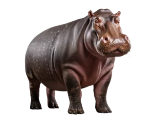 Papier Peint photo Lavable Buffle a hippo with a white background