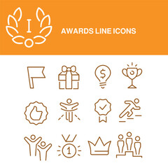 Award line icons vector set