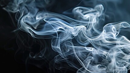 Fototapeta premium Abstract background smoke curves and wave on black background close-up