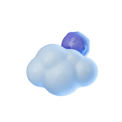 moon cloud colored 3d rendered weather icon for ui design or web banner transparent background