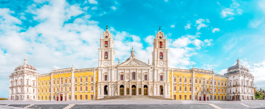 Protugal - Panoramic view of National Palace of Mafra - Franciscan convent.