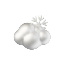 cloud snow silver white material 3d rendered weather icon for ui design or web banner transparent background