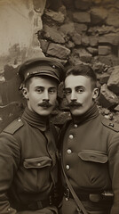 Deux soldats français dans les tranchées pendant la première guerre mondiale (WWI)