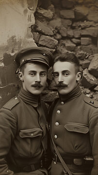 Deux soldats fran&ccedil;ais dans les tranch&eacute;es pendant la premi&egrave;re guerre mondiale (WWI)