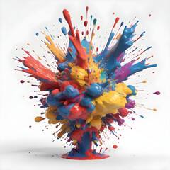 colorful paint explosion on white background