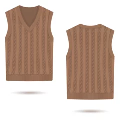 Foto op Canvas Brown cable knit vest template, front and back view © Ancala