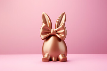 a gold bunny shaped object with a bow