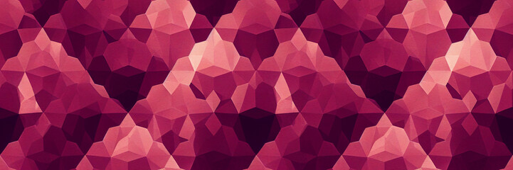 Abstract panoramic background. A colorful mosaic pattern of a variety of geometric shapes and polygons in shades of burgundy and mauve. Wide texture background with seamless pattern. Generative AI. - obrazy, fototapety, plakaty