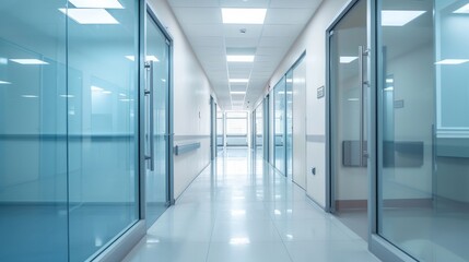 Obraz premium Glass walls in corridor at medical clinic