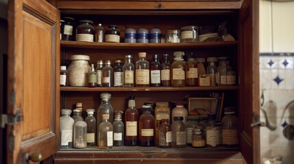 Neatly arranged medicine cabinet