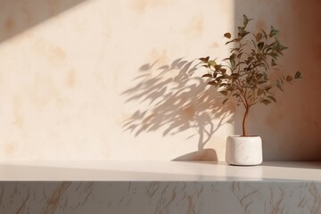 Minimal modern white marble stone counter table tropical
