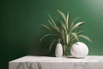 Minimal modern white marble stone counter table tropical