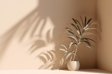  Minimalistic light background with blurred foliage shadow