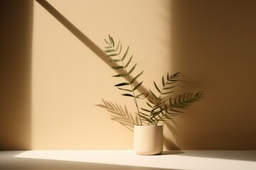  Minimalistic light background with blurred foliage shadow