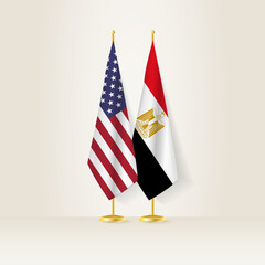 United States and Egypt national flag on a light background.