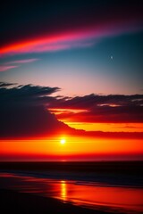 Puesta de sol fant&aacute;stica sobre el mar