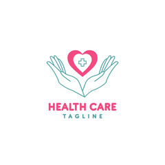 Hands holding heart and cross shape Logo Icon Design Symbol Template Flat Style Vector