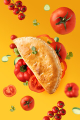 calzone tomatoes and greens levitate
