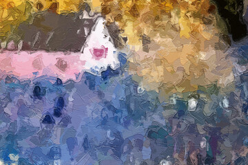 Oil painting and various flowers, chrysanthemums, beautiful wedding illustrations