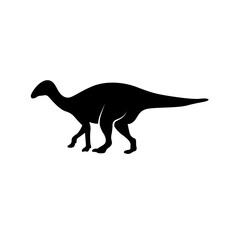 Find dinosaur silhouettes. Illustration of a group of icons of dinosaur silhouettes on black backgrounds. View the later logo, profile.