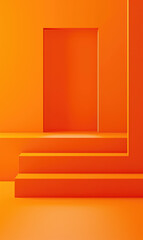 A minimalist orange square portal with a warm, inviting glow.