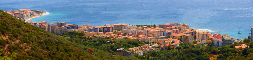 The aerial view of Ajaccio houses , Corsica island .