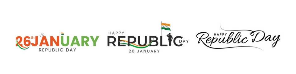 75th Indian Republic Day, 26 January Celebration Social Media Post, Web Benner, Status Wishes	 - obrazy, fototapety, plakaty