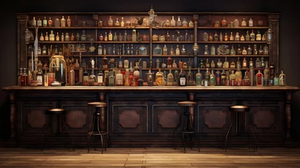 Deurstickers Wood panel leather bar interior © karenfoleyphoto