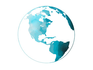 Ice blue earth watercolor art hand drawing. Blue Earth icon for cold environment concept. Transparent png background. Cold winter period - Powered by Adobe
