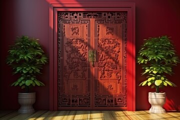 Old antique traditional Chinese carved patten door 